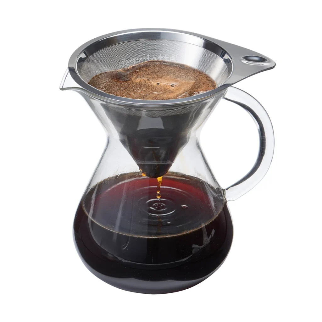 Pour over bryggare med rostfritt mikrofilter