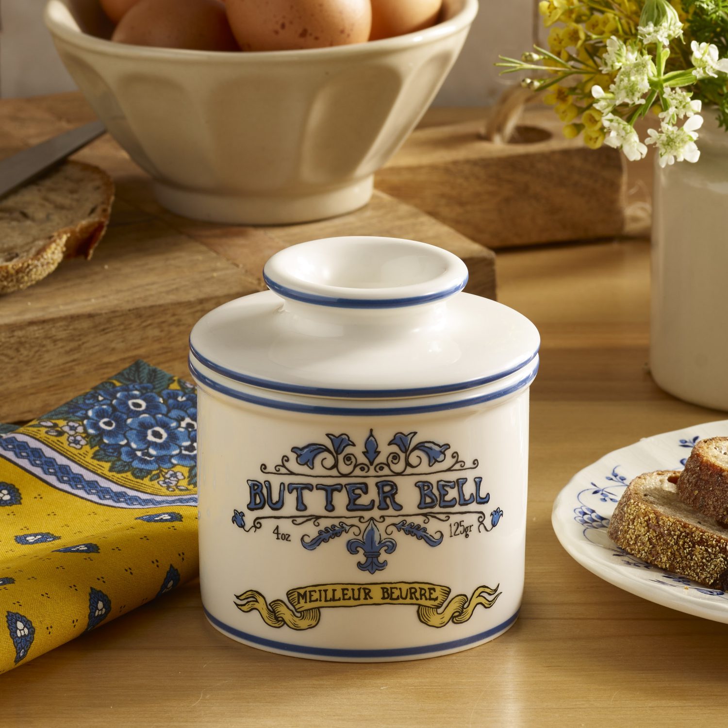Art Nouveau Blue Butter Bell® Crock