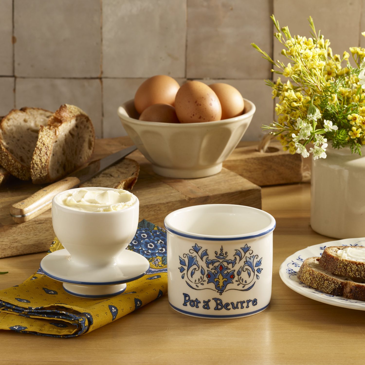 Art Nouveau Blue Butter Bell® Crock